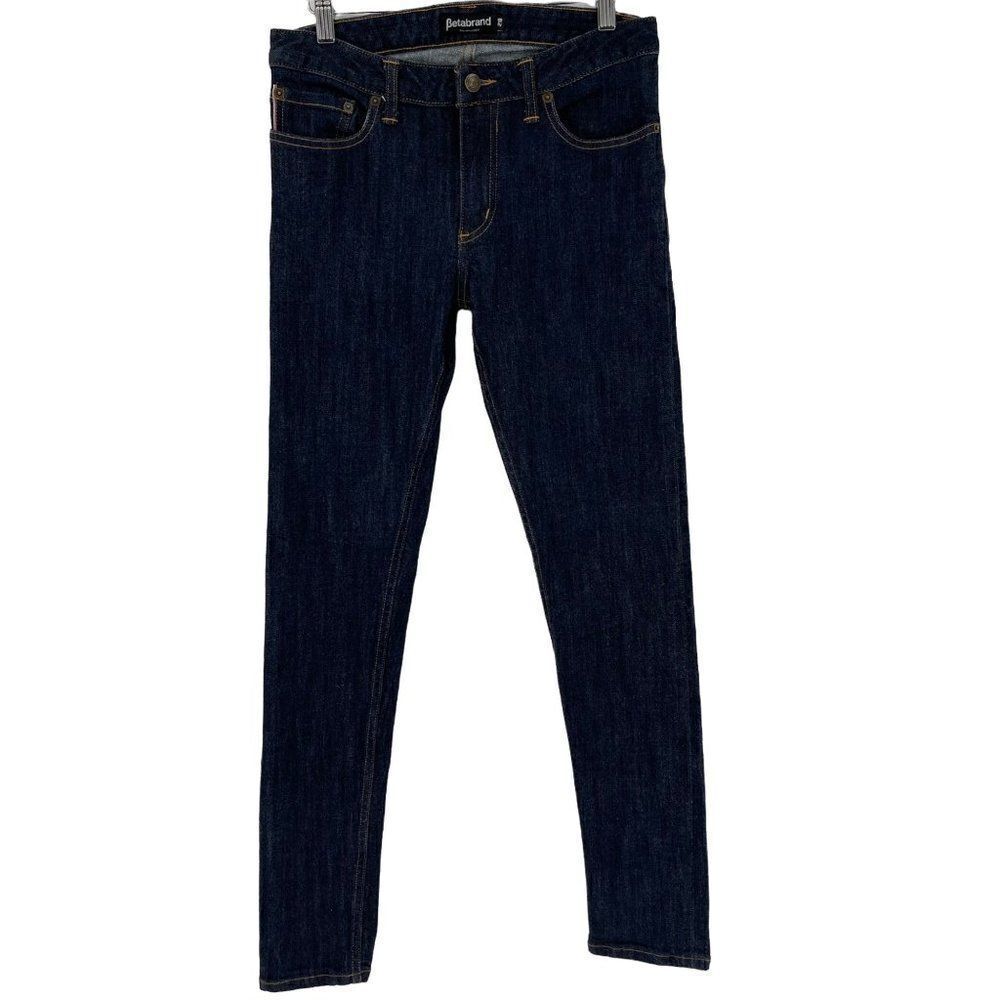Betabrand Zip Fly Low Rise Skinny Jeans Stretch Dark Wash W0029-SE Women Size 28